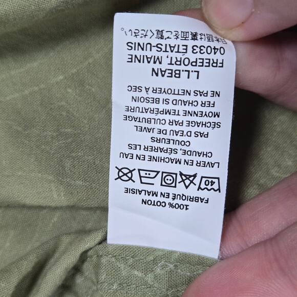 LL Bean Men MED Green Leaf Print Cotton Short Sleeve Camp Shirt Gorpcore Spring - Picture 9 of 9